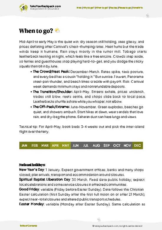 example page 3 from our offline Travel Guide for Trinidad and Tobago
